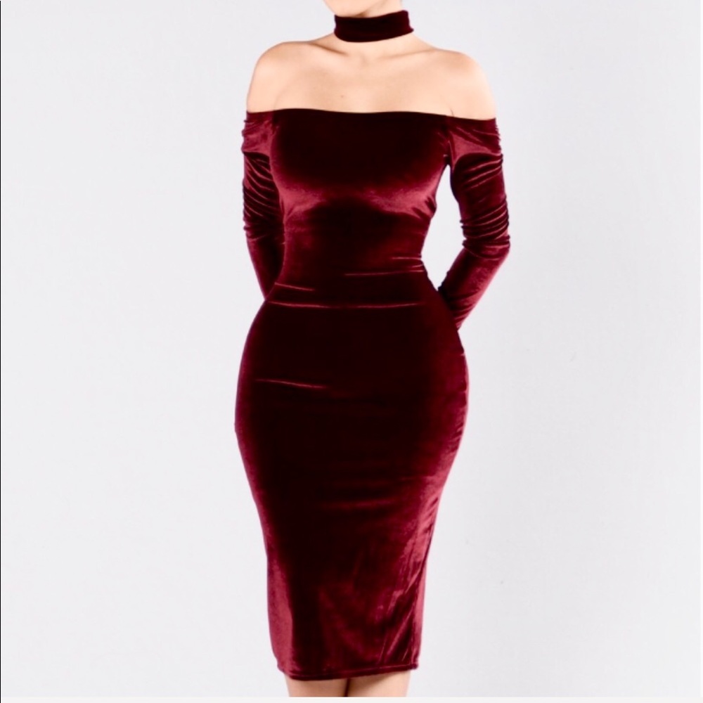NWOT*The Other Side Velvet Dress - Burgundy